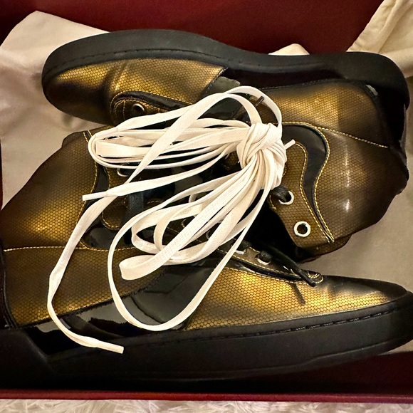 Authentic Bally Gold and Black Sneakers size 6.5 or size 8.5 in women’s - Picture 4 of 7